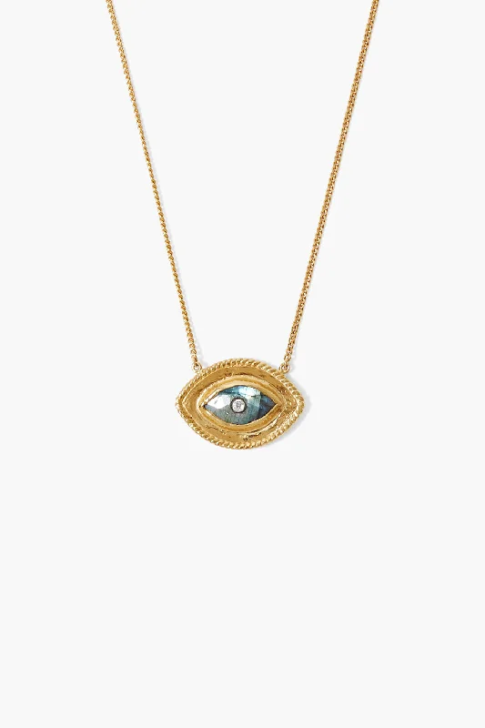 luxury gemstone engagement rings for brides -Mariya Evil Eye Necklace Labradorite