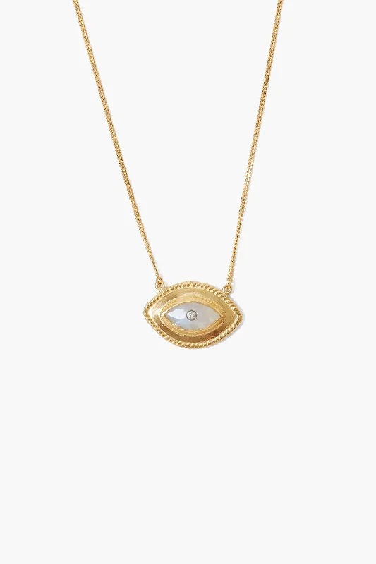 romantic engagement rings with sapphires -Mariya Evil Eye Necklace Moonstone