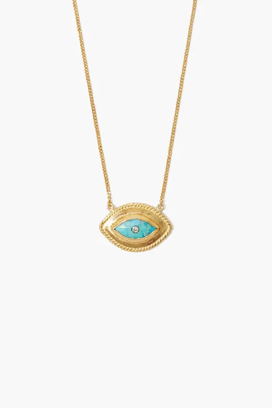 elegant custom-made wedding bands -Mariya Evil Eye Necklace Turquoise