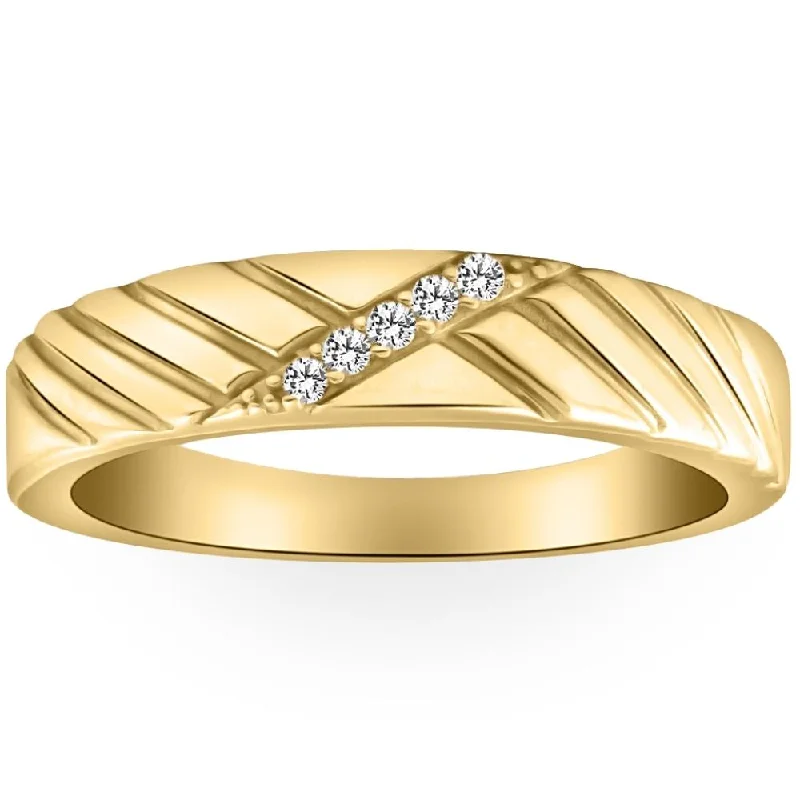 beautiful gemstone jewelry for brides -Mens Diamond Wedding Ring Yellow Gold