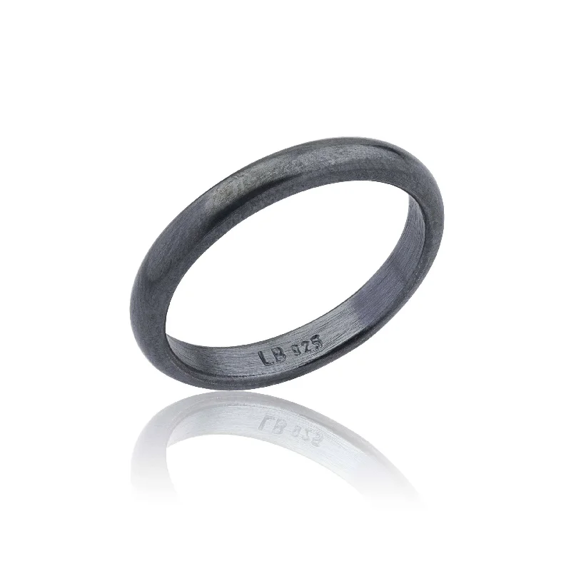 luxury custom-designed engagement rings -Oxidized Sterling Silver Solid Band