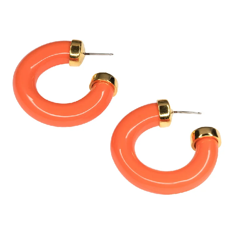 timeless wedding rings with diamonds -Coral Tube Hoop Pierced Earrings