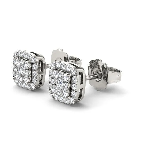 vintage wedding rings with sapphires -De Couer 10k White Gold 1/2ct Diamond Cushion Shape Stud Earrings