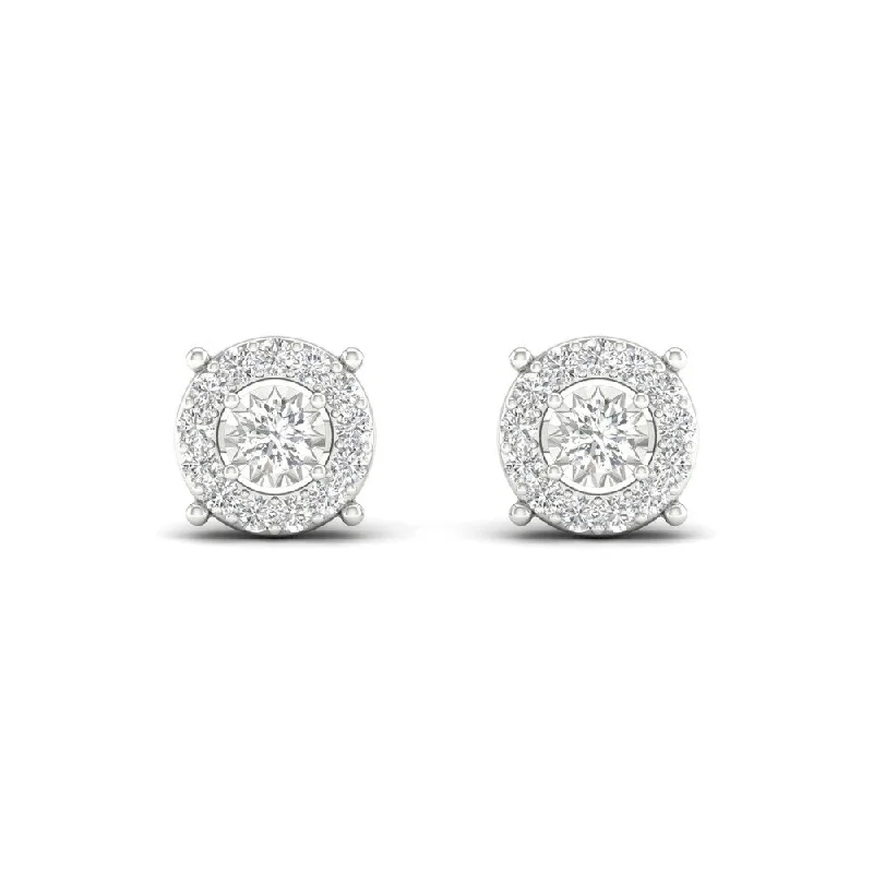 custom wedding jewelry for bridesmaids -De Couer 10k White Gold 1/4ct TDW Diamond Stud Earrings - White H-I