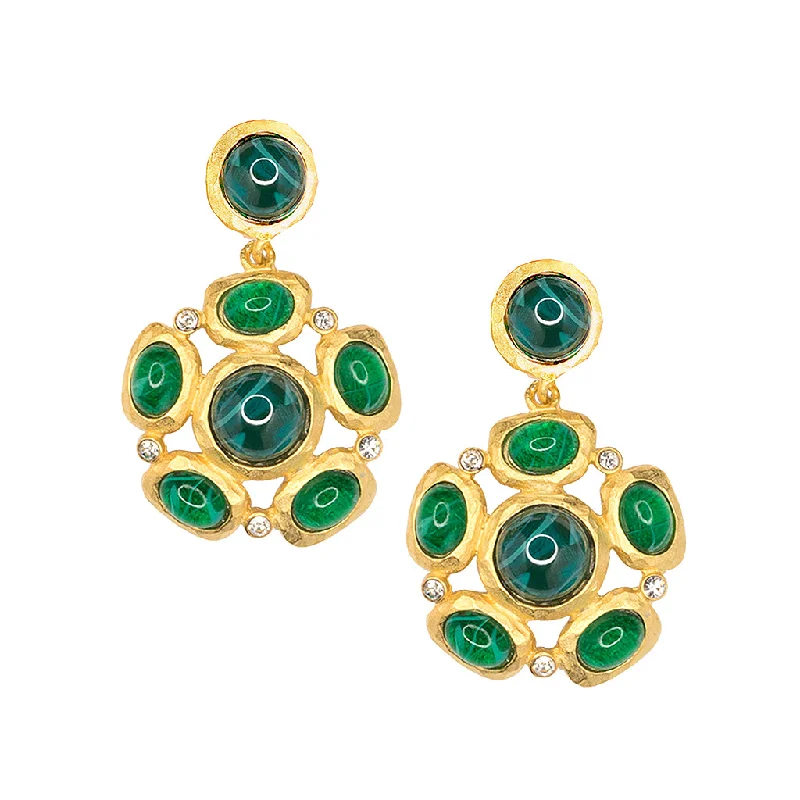 luxurious bridal jewelry sets for brides -Emerald Cabochon Pierced or Clip Earrings