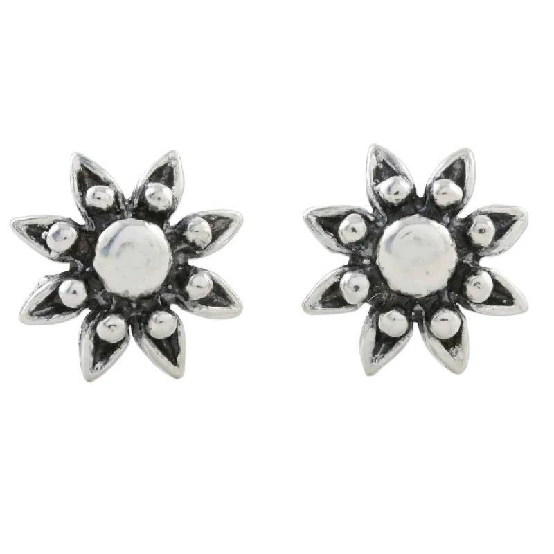 designer wedding bands with diamonds -NOVICA Flower Gleam, Sterling silver stud earrings - 0.4*0.4