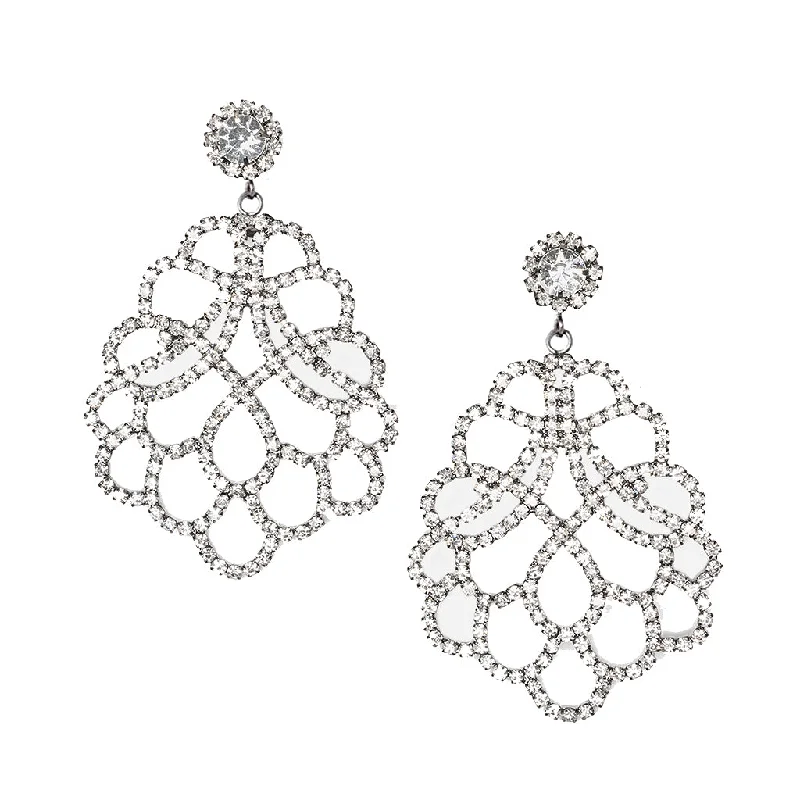 affordable wedding jewelry with diamonds -Crystal Lace Clip Earrings