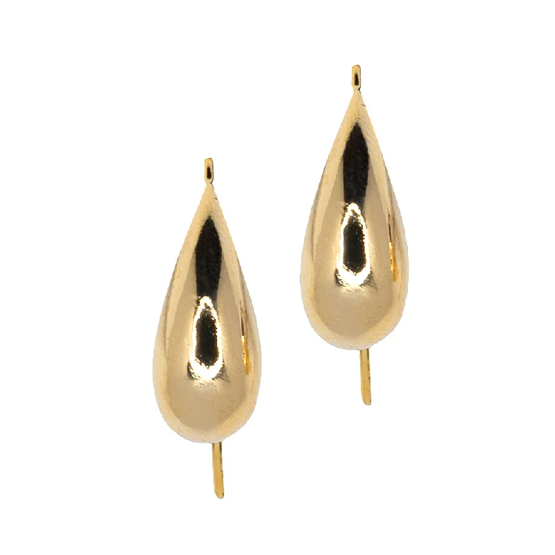 timeless pearl wedding jewelry -Polished Gold Fish Hook Pierced Earrings