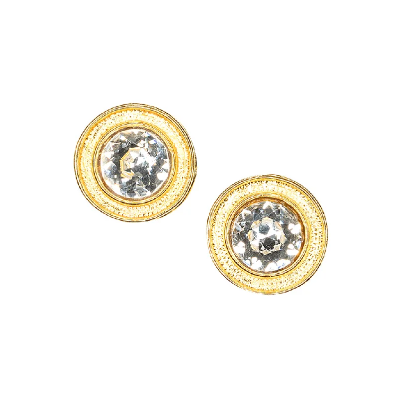 classic diamond earrings for engagements -Round Crystal Clip Earrings