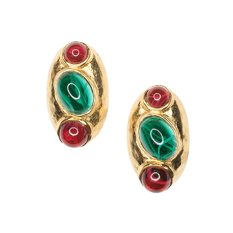 luxury gemstone engagement rings for brides -Ruby And Emerald Clip Earrings