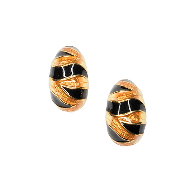 luxury pearl jewelry for weddings -Tiger Stripe Clip Earrings