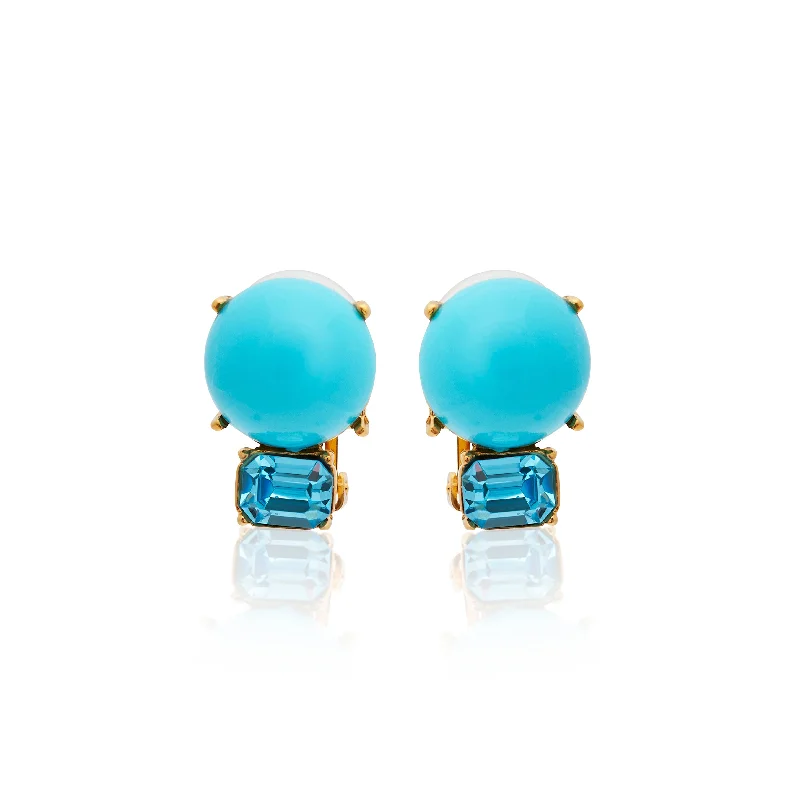 high-end engagement rings with gemstones -Turquoise & Aqua Gold Clip Earrings