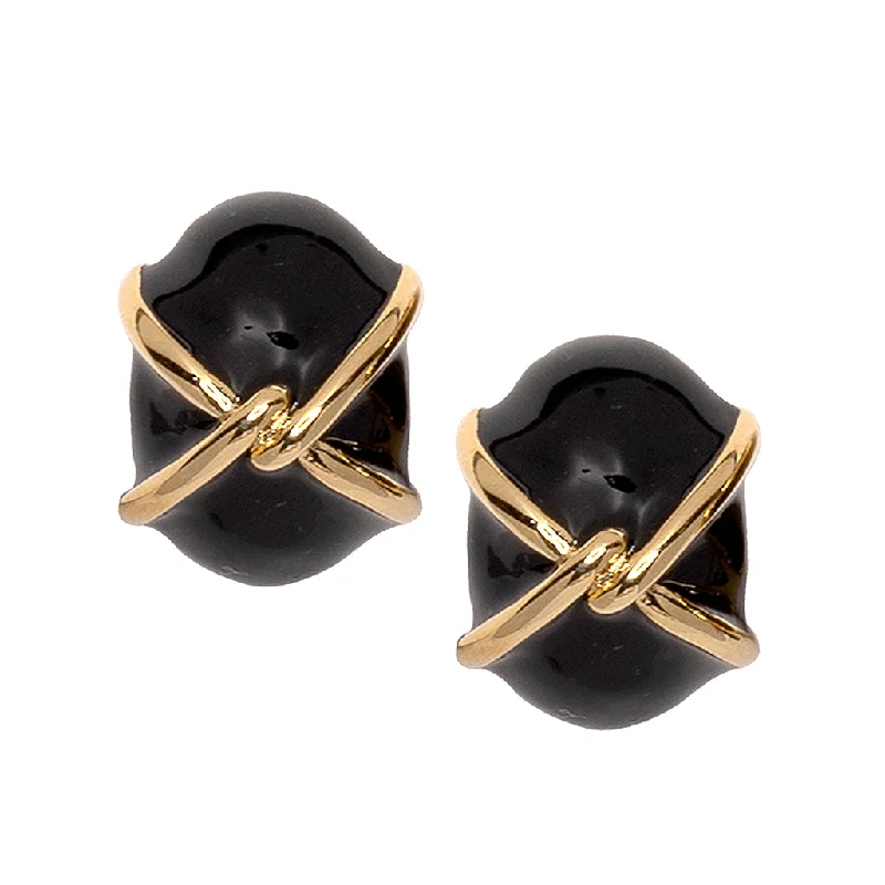 exclusive gold engagement rings for brides -"X" Black Button Clip Earring