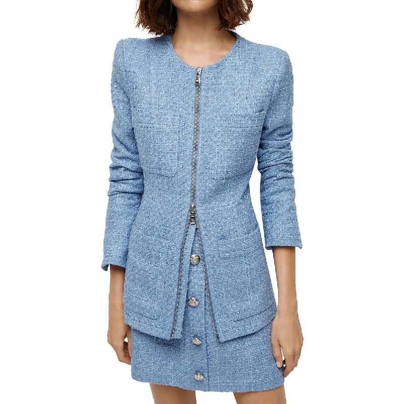 women’s cozy velvet dresses-Agni Dickey Womens Tweed Suit Separate Collarless Blazer