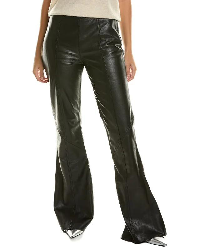 women’s trendy casual tops for work-Alberta Ferretti Leather Flare Pant