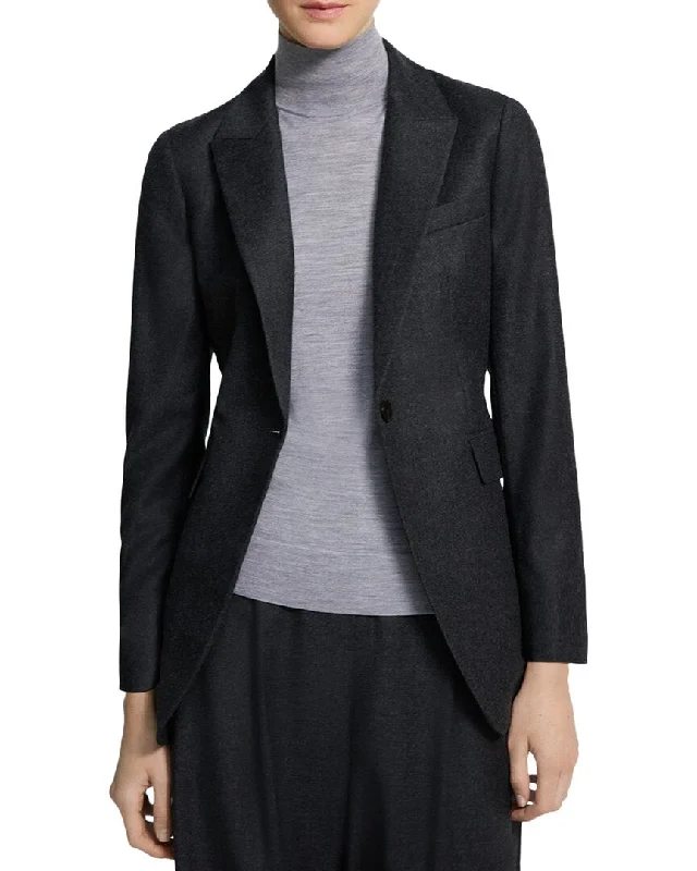 women’s business casual dresses-Theory Round Etiennette Wool Jacket