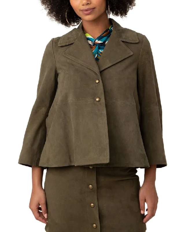 women’s casual fashion jackets-Trina Turk Lorette Suede Jacket