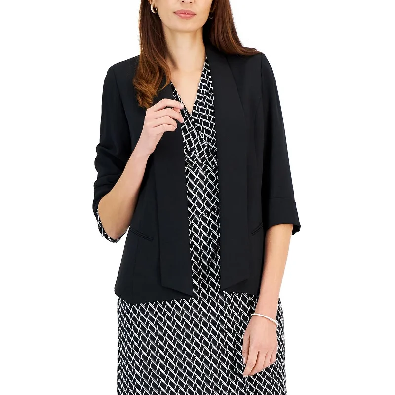 women’s smart casual trousers-Womens Shawl Collar Office Open-Front Blazer