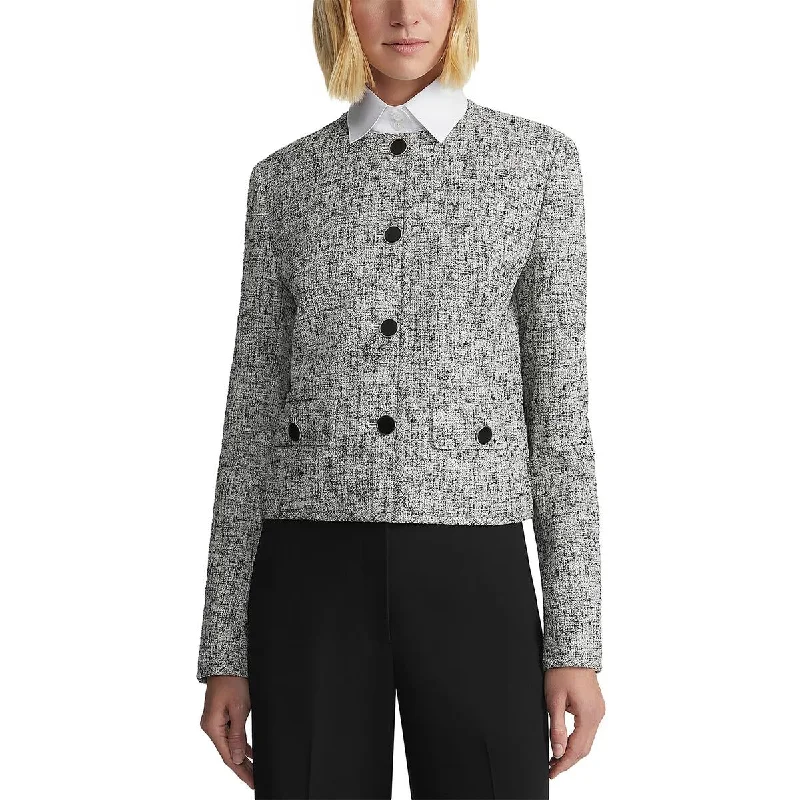 women’s cozy woolen sweaters for fall-Womens Textured Office Collarless Blazer