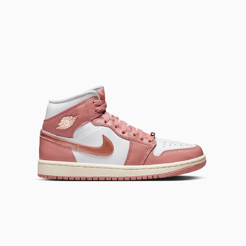 women shoes for bold outdoor looks-Women's Air Jordan 1 Mid SE "Red Stardust"