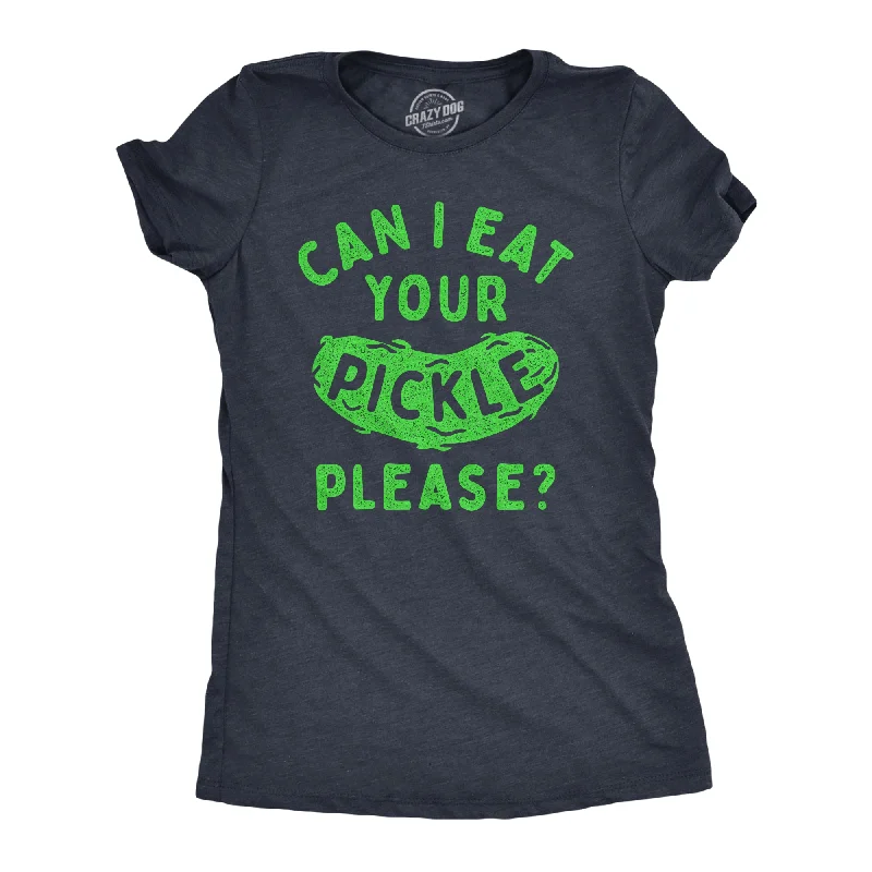 women’s casual printed tops-Womens Can I Eat Your Pickle Please T Shirt Funny Dill Pickles Lovers Tee For Ladies