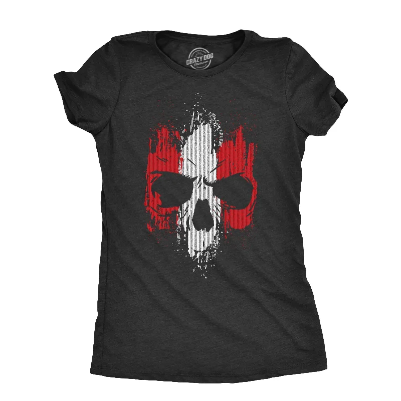 women’s casual fashion shoes-Womens Grunge Striped Skull T Shirt Awesome Cool Tough Skeleton Tee For Ladies