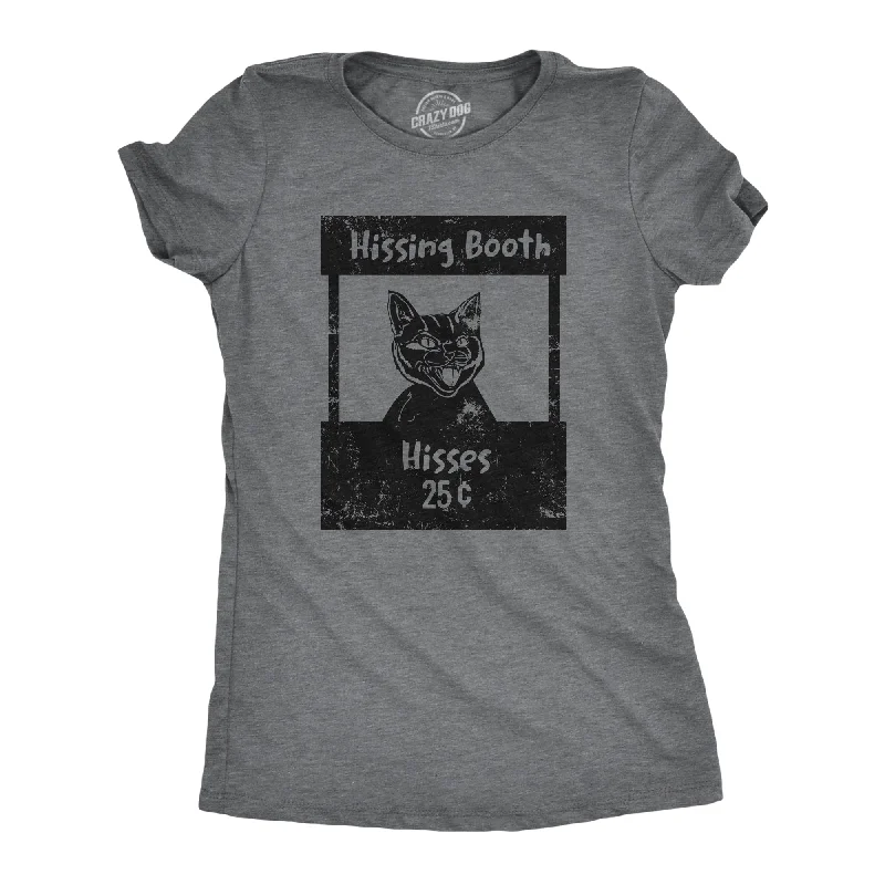 women’s stylish party dresses-Womens Hissing Booth T Shirt Funny Mean Kitten Hiss Joke Tee For Ladies