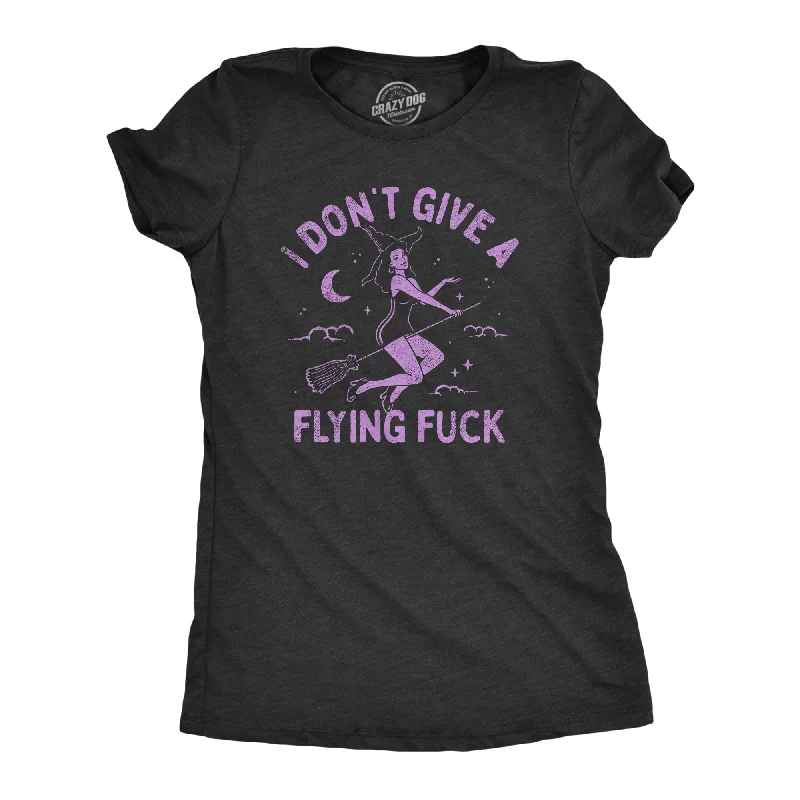 women’s elegant winter outfits-Womens I Dont Give A Flying Fuck T Shirt Funny Halloween Witches Broomstick Joke Tee For Ladies