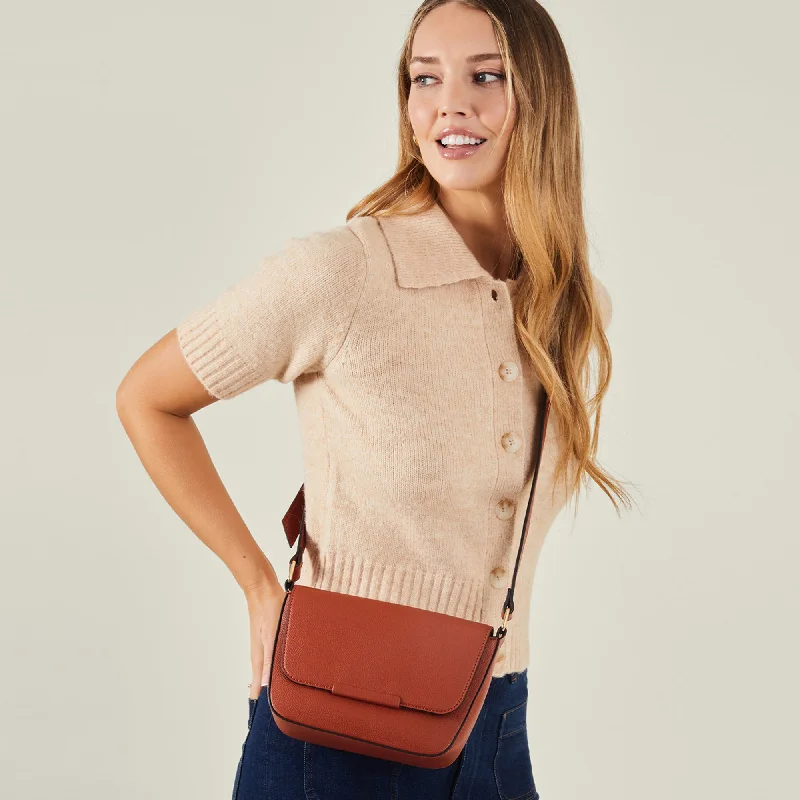 designer handbags with luxurious finishes -Accessorize London Women's Brown Clean Bar Sling Bag