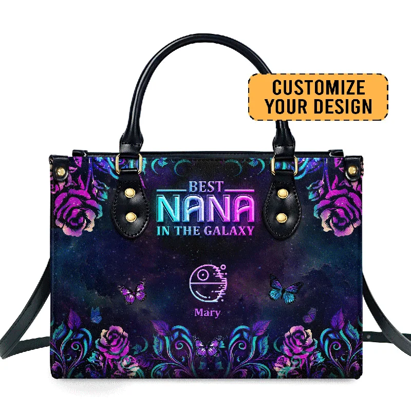 chic handbags for women who love modern style -Best Nana In the Galaxy - Personalized Leather Handbag MB77