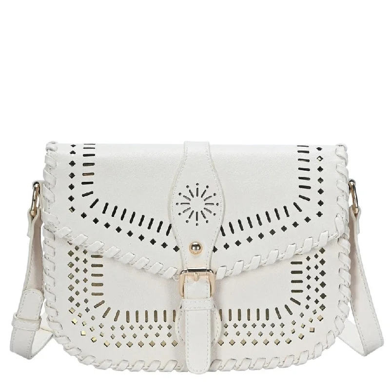 practical bags for women with busy schedules -BGA4539 Laser Cut Whipstitch Crossbody Bag