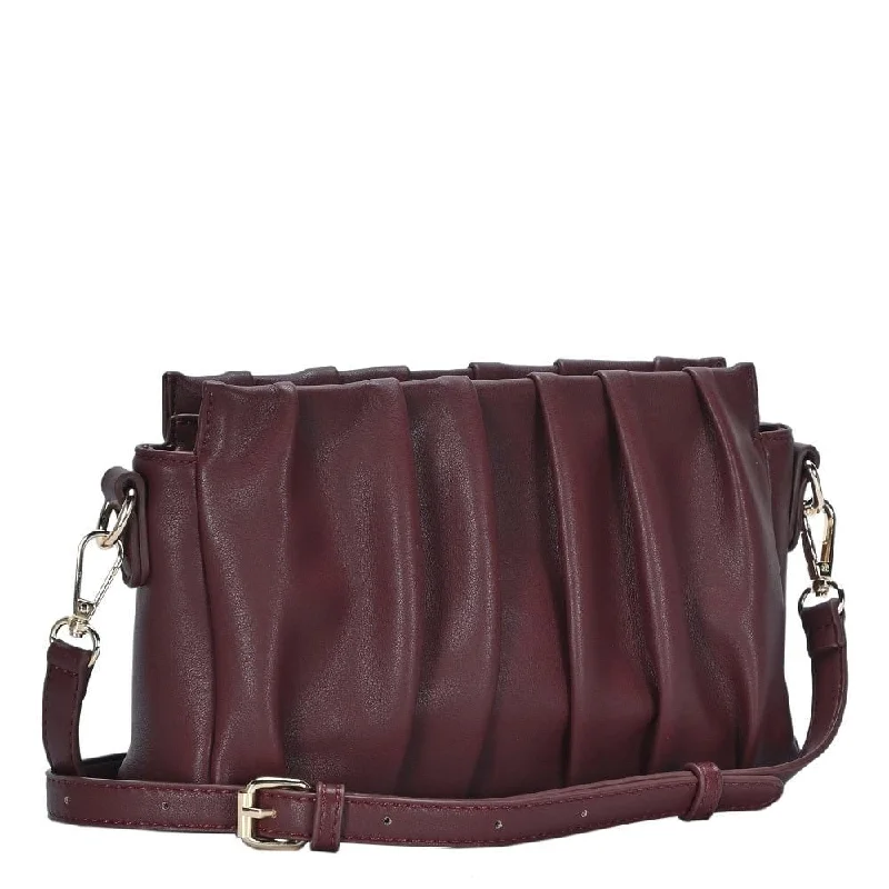 designer handbags for stylish office workers -BGW4361 Pleated Vegan Leather Handbag/Crossbody