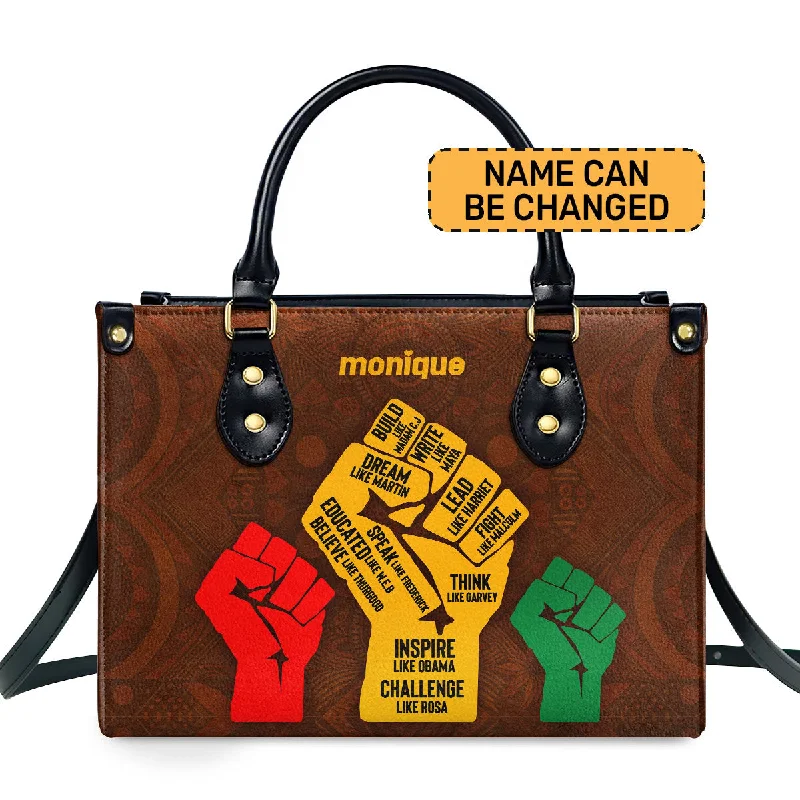 trendy handbags for all-day use -Black History Month - Personalized Leather Handbag STB190A