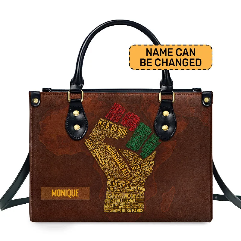 stylish handbags for fashionable weekends -Black History Month - Personalized Leather Handbag STB190B