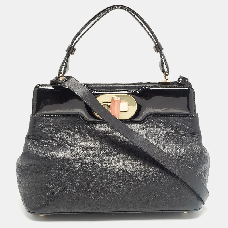 affordable handbags for everyday adventures -Bvlgari Black Patent And Leather Isabella Rossellini Tote