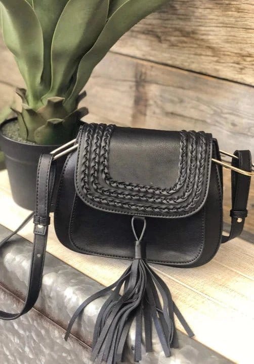 chic handbags for stylish travel -CTEA0004 Fashion Flap Over Tassel Saddle Crossbody Bag