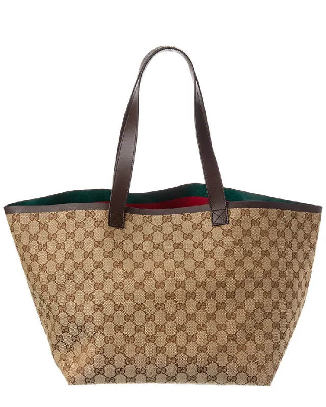 fashionable handbags for daily use -Gucci Medium GG Canvas & Leather Tote