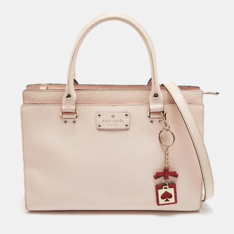 trendy handbags with luxurious designs -Kate Spade Light Pink Leather Wellesley Durham Tote