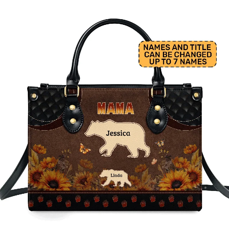 stylish handbags for all-day wear -Mama/Mother Bear  - Personalized Leather Handbag MB76