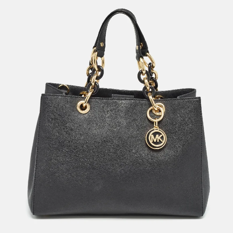 stylish handbags for business and leisure -Michael Kors Black Leather Medium Cynthia Tote