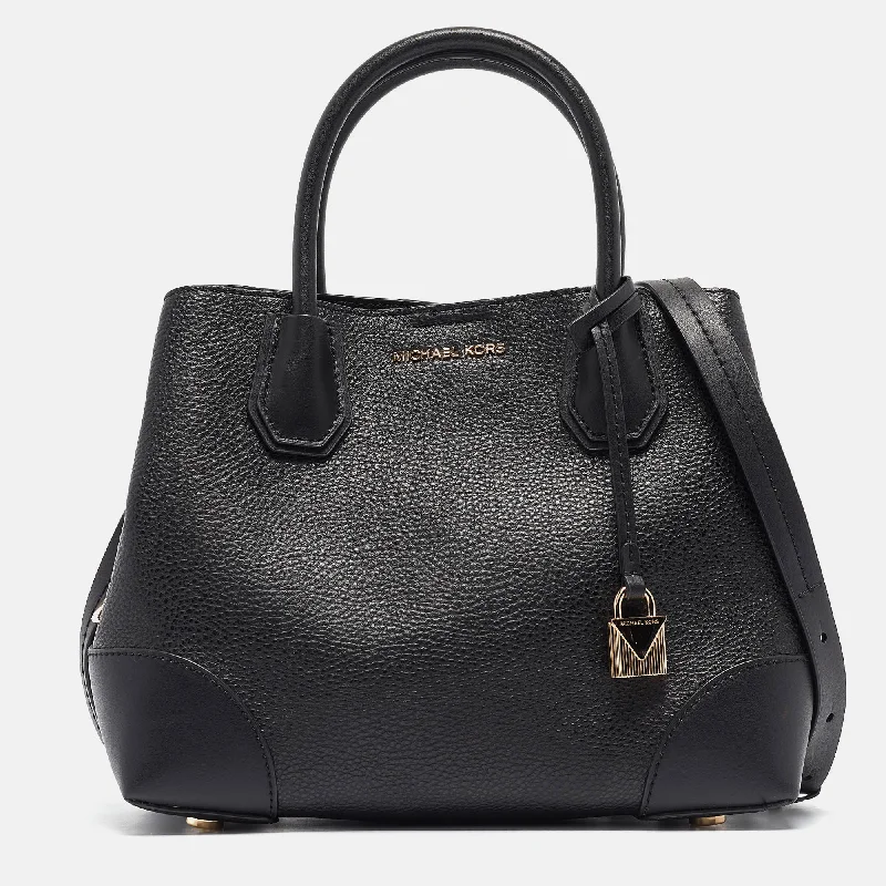 affordable designer bags for women with style -Michael Kors Black Leather Small Mercer Gallery Tote