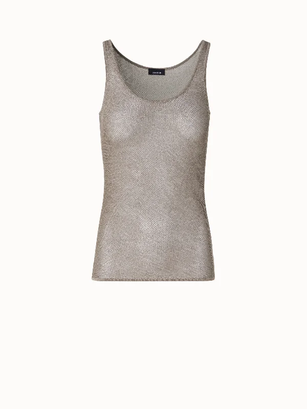 luxurious handbags for stylish women on the go -Sheer Silk Mesh Knit Tank