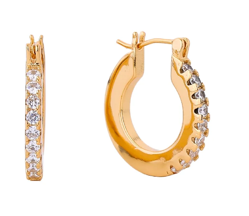 designer handbags for the fashionable woman -SJE310204 14K Heart Shape CZ Paved Hoop Earrings