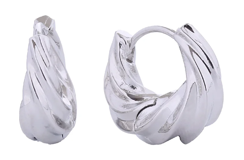 stylish handbags with elegant finishes -SJE310669 14K Twisted Wave Hoop Earrings