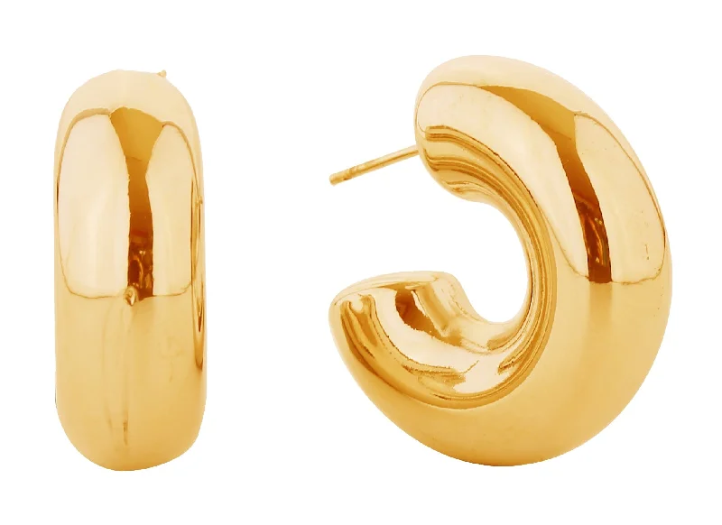 elegant handbags for the modern professional -SJE310722 14K Dipped Daily Chunky Hoop Post Earrings