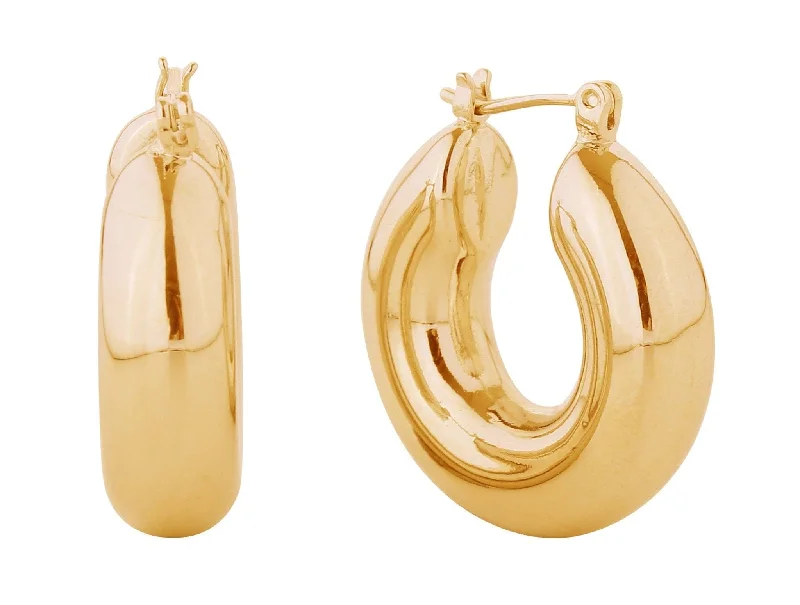 practical handbags for women who love fashion -SJE310723 14K Dipped Thick Hoop Pincatch Earrings