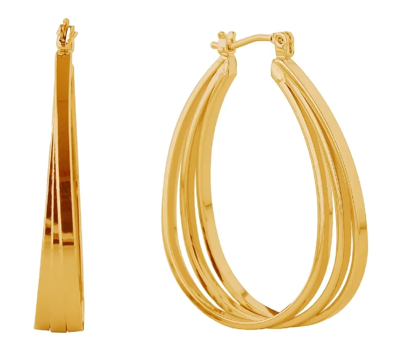 luxurious handbags with minimalist appeal -SJE310751 14K Triple Oval Hoop Pincatch Earrings