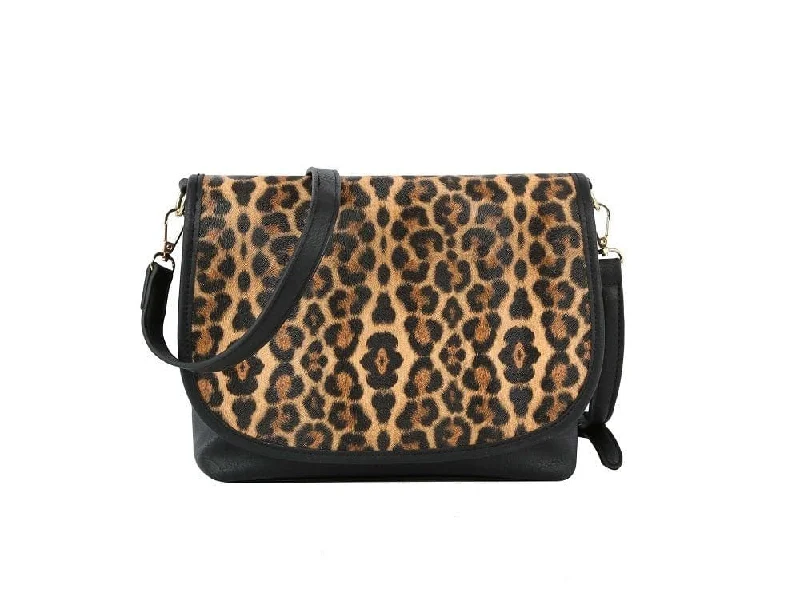 luxury handbags for evening affairs -TD0011 Leopard Flap Over Crossbody