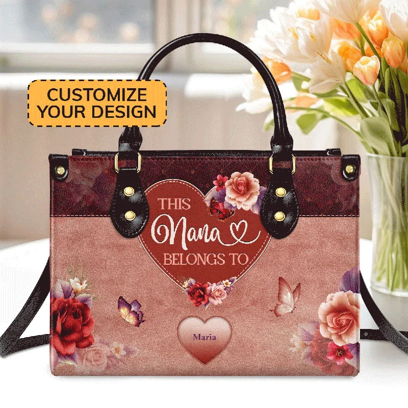 stylish handbags for traveling professionals -This Mom/Grandma Belongs To - Personalized Leather Handbag MB81