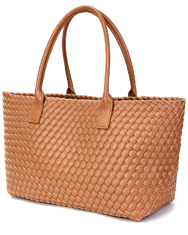 luxury handbags with a minimalist design -Tiffany & Fred Paris Large Hand-Woven Leather Tote